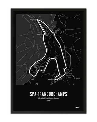 Spa-Francorchamps F1 Circuit Print - Black Map