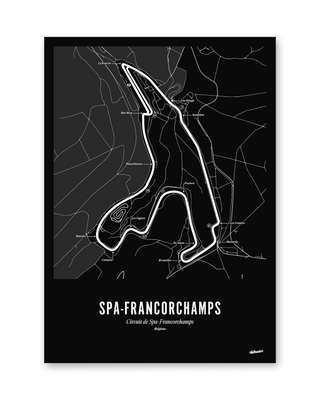 Spa-Francorchamps F1 Circuit Print - Black Map