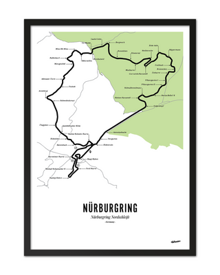Nordschleife Circuit Print - White Map