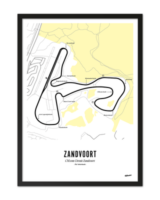 Zandvoort F1 Circuit Print - White Map