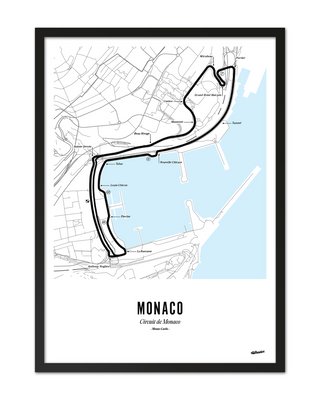 Monaco F1 Circuit Print - White Map